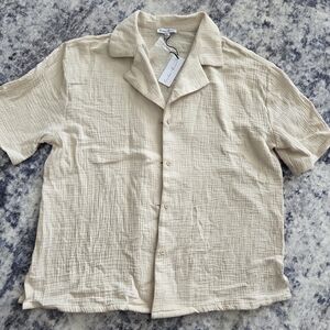 Women's Beige Button Down Shirt